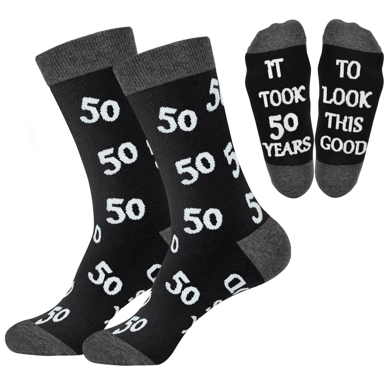 50th Birthday Gifts for Men - Funny Black Cotton Socks with Cool Crew Designs | Perfect 50th Birthday Party Decorations & Humorous Gift Idea for Him | Great for Birthday Celebrations, Gag Gifts & Special Occasions