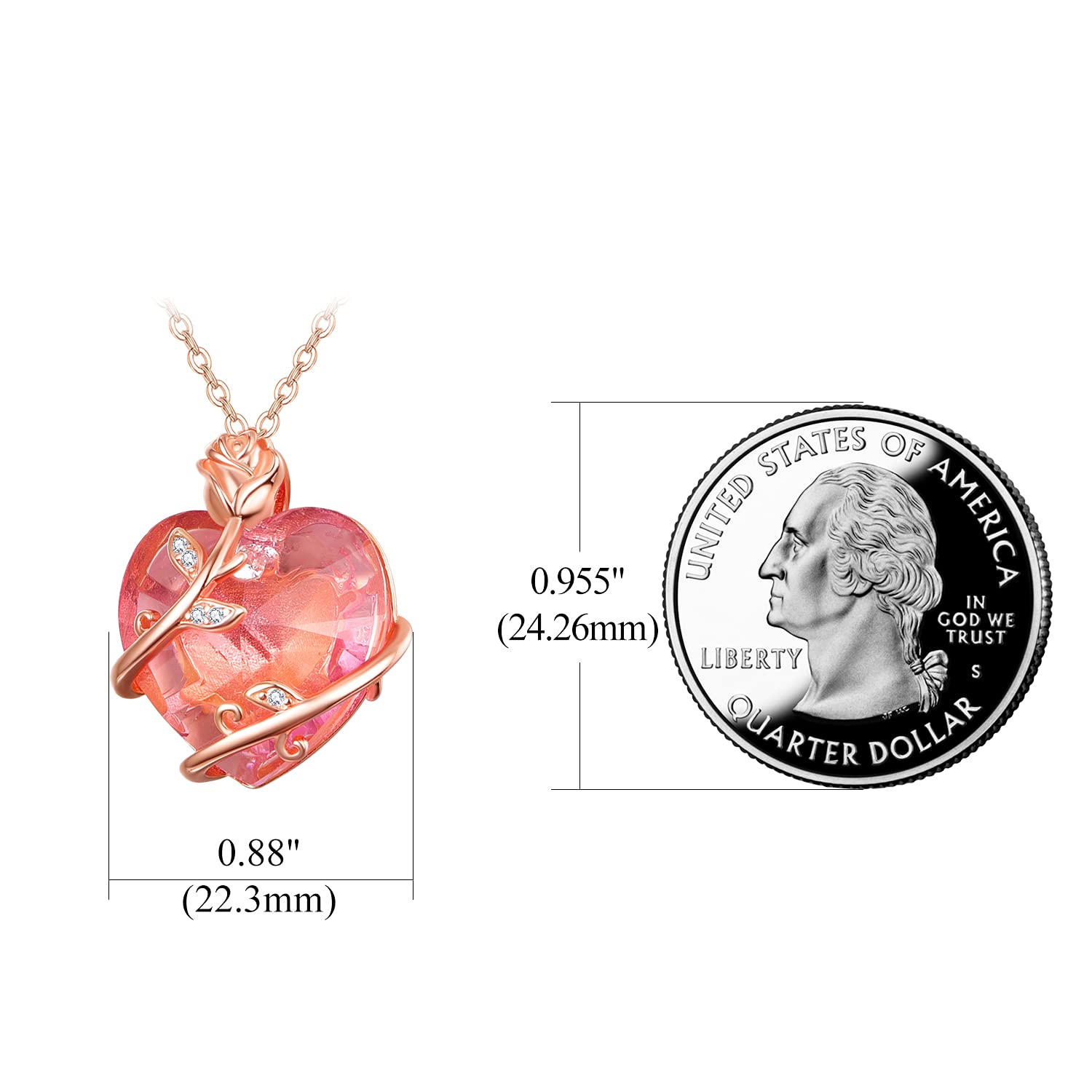 TANGPOET Sterling Silver Pink Crystal Rose Flower Necklace - Rose Gold Plated Pendant for Women, Perfect Gift for Mother's Day, Valentine's Day & Birthdays | Elegant Jewelry for Daily Wear, Date Nights & Special Occasions