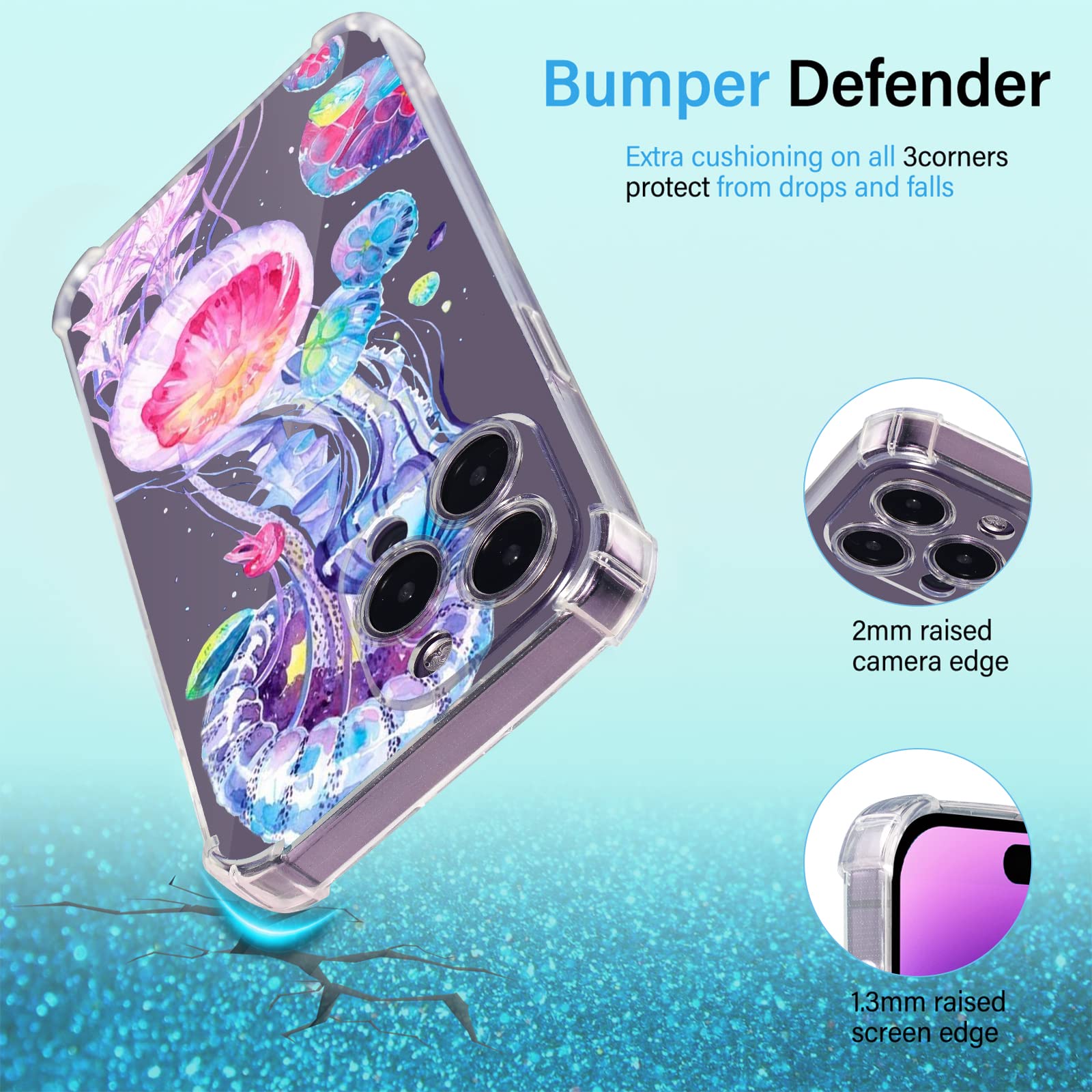 Premium Purple Jellyfish Design TPU Protective Case for iPhone 12 Pro Max (6.7