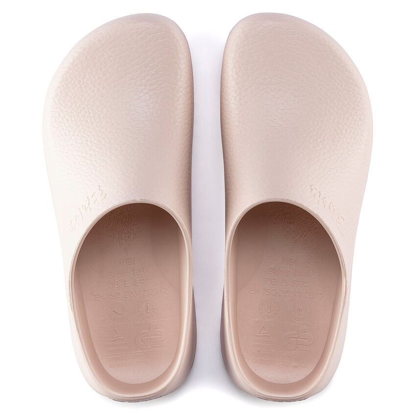 Birkenstock Women's Super Birki Polyurethane Clogs - Light Rose | Comfortable Slip-Resistant Shoes for Nurses, Chefs & Healthcare Workers