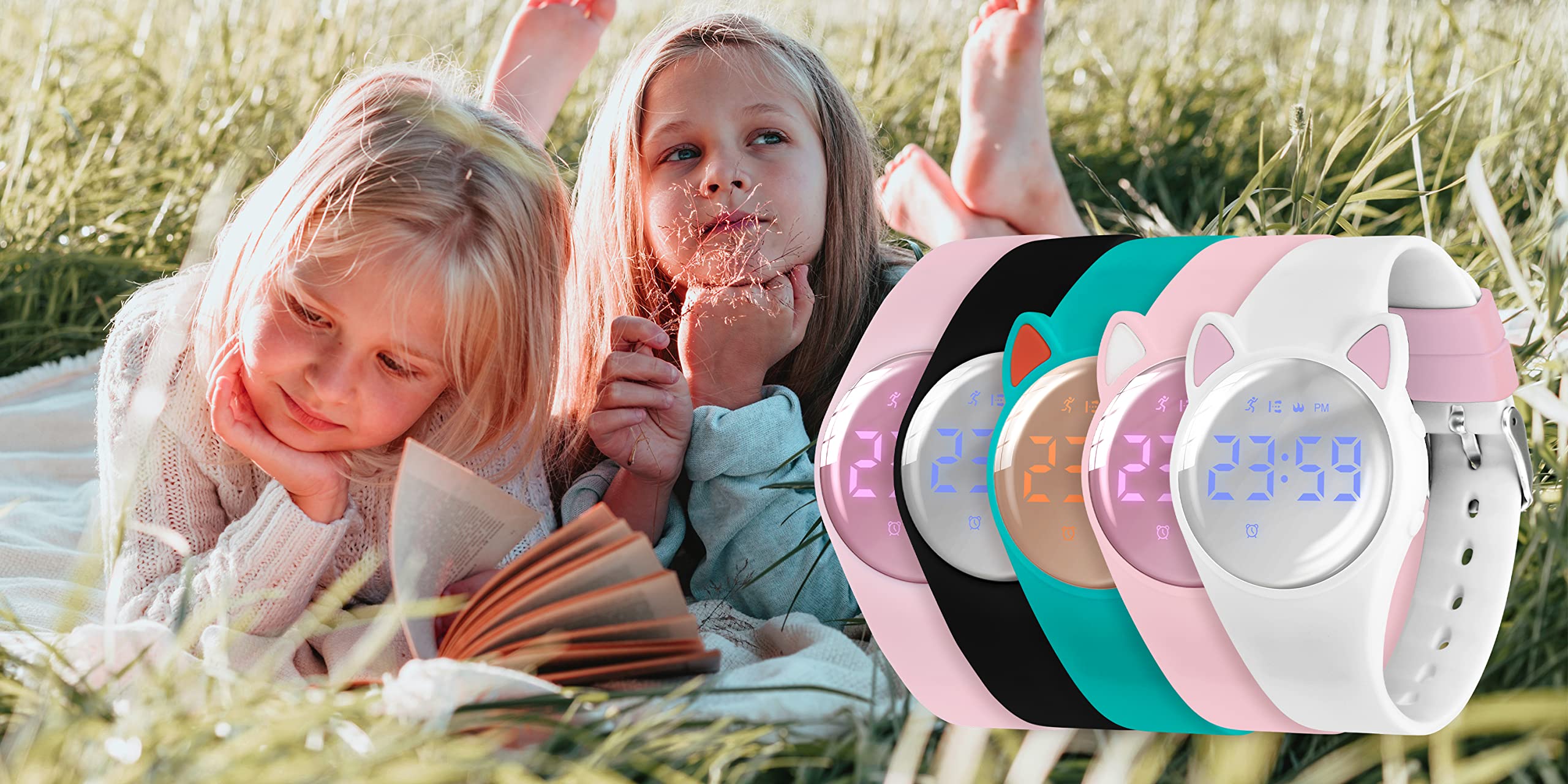 L LAVAREDO Kids Smart Watch - Cat Ear Fitness Tracker with Step Counter, Calorie & Distance Tracking, Vibrating Alarm - Perfect Gift for Girls & Cat Lovers (Ideal for School, Sports & Daily Activities)
