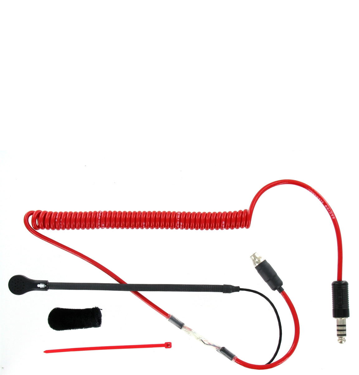Professional Helmet Kit with Mini Mic Flex Boom & 4-Conductor Coil Cord - Perfect for Motorcycle, Racing & Construction Safety Gear