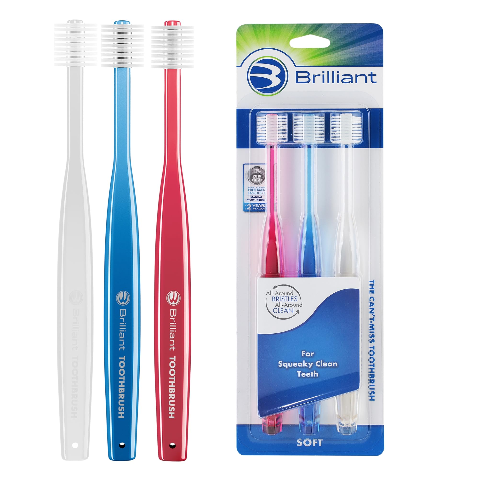 Premium Soft Bristle Toothbrush for Adults - Gentle Round Head Design for Complete Teeth & Gum Care - 3 Pack with Assorted Colors - Perfect for Home, Travel & Daily Oral Hygiene Routine