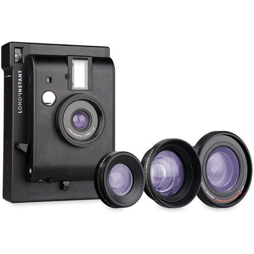 Lomography Lomo'Instant Black Instant Camera with 3 Interchangeable Lenses - Perfect for Travel, Parties & Creative Photography