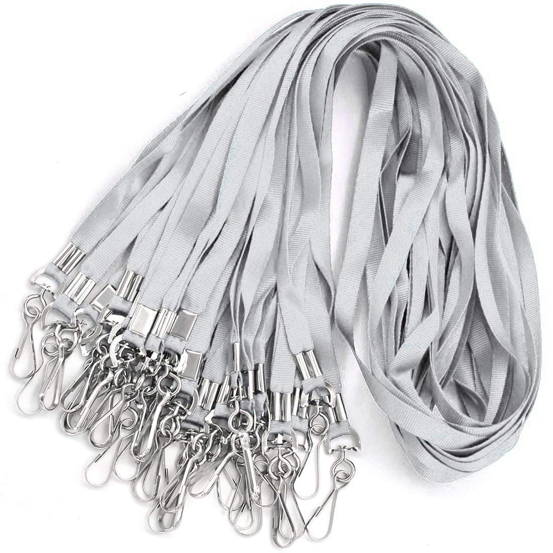 Bulk Flat Lanyards for ID Badges & Name Tags - Durable Badge Holders for Office, School & Events - 50 Pack