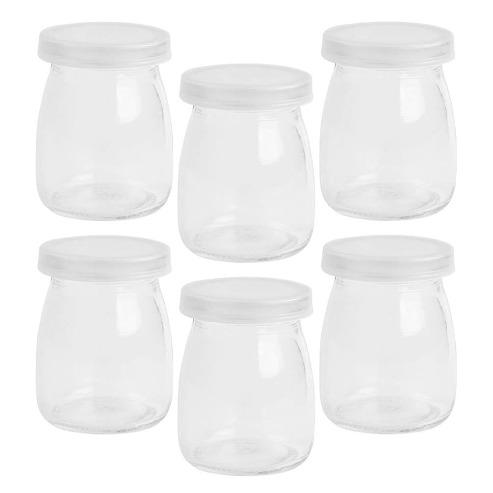 6-Piece Glass Pudding Bottles Set - Reusable Yogurt Jars, Jelly Containers & Dessert Storage Bottles for Honey, Milk, Mousse - Perfect for Home Baking, Party Serving & Takeout Packaging