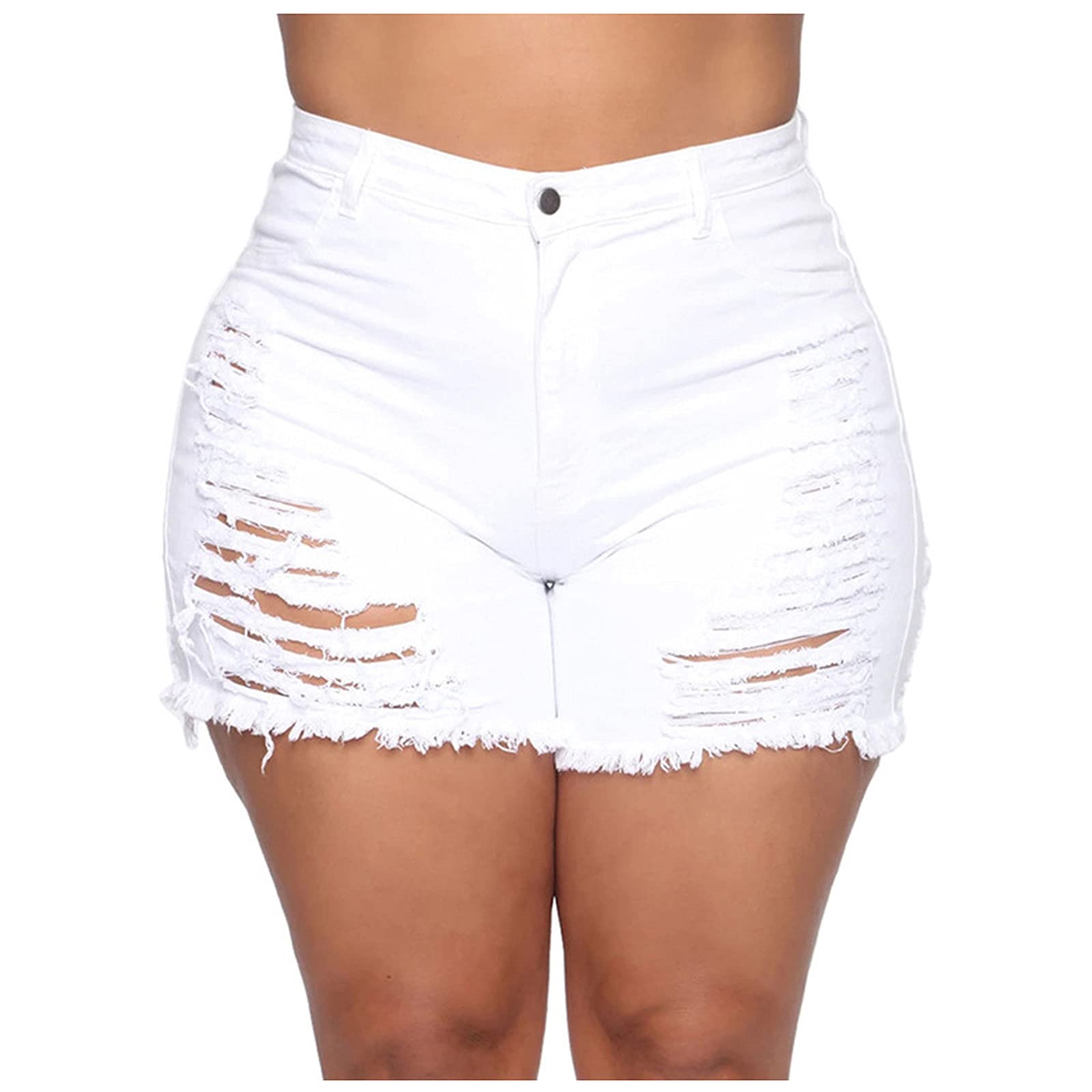 Women's Casual Denim Shorts - High Waisted Bermuda Jeans with Distressed Holes | Perfect for Summer Outfits, Beach Vacations & Everyday Wear