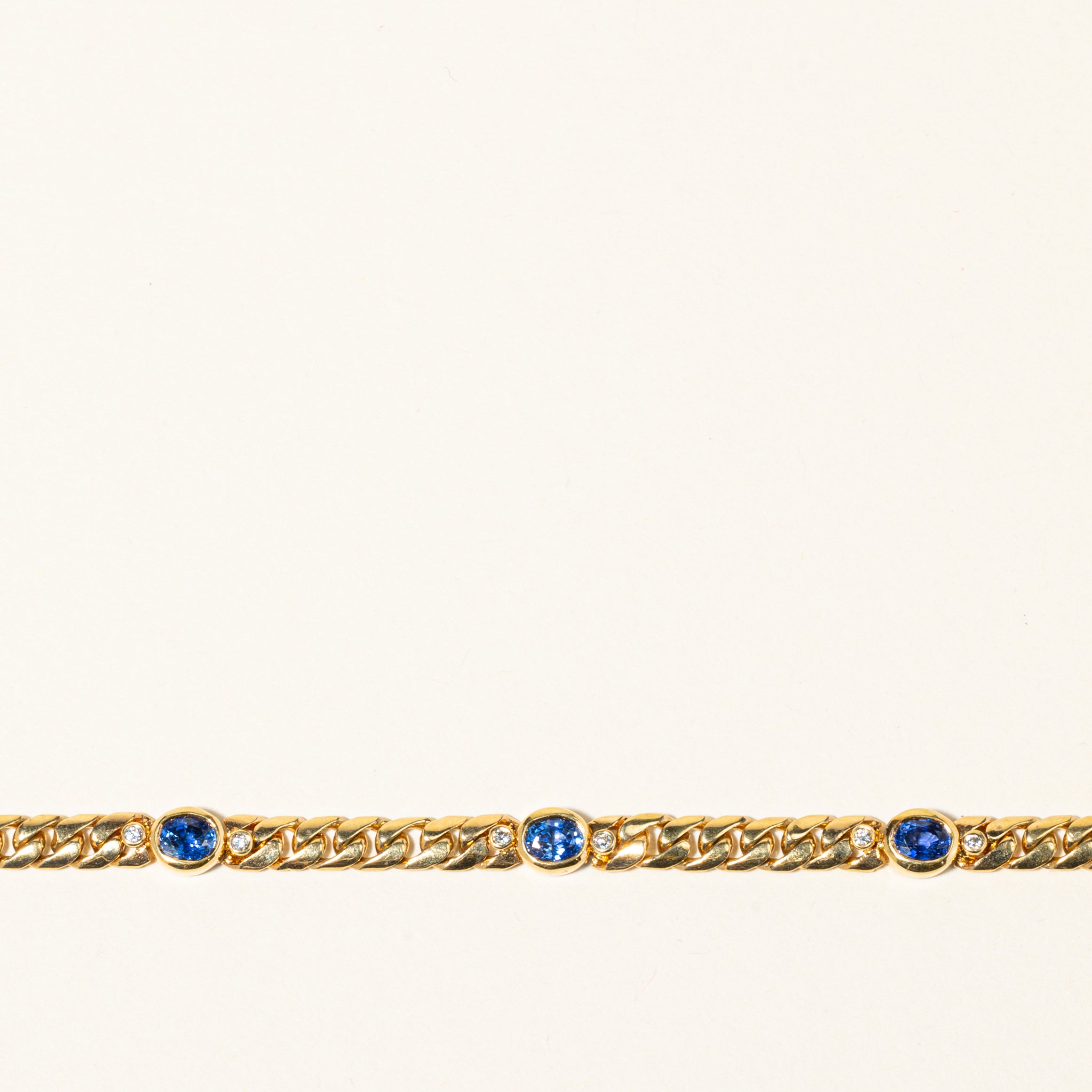 18K Yellow Gold Diamond and Sapphire Tennis Bracelet | 0.13ctw Diamonds & 2.58ctw Sapphires | 7.25