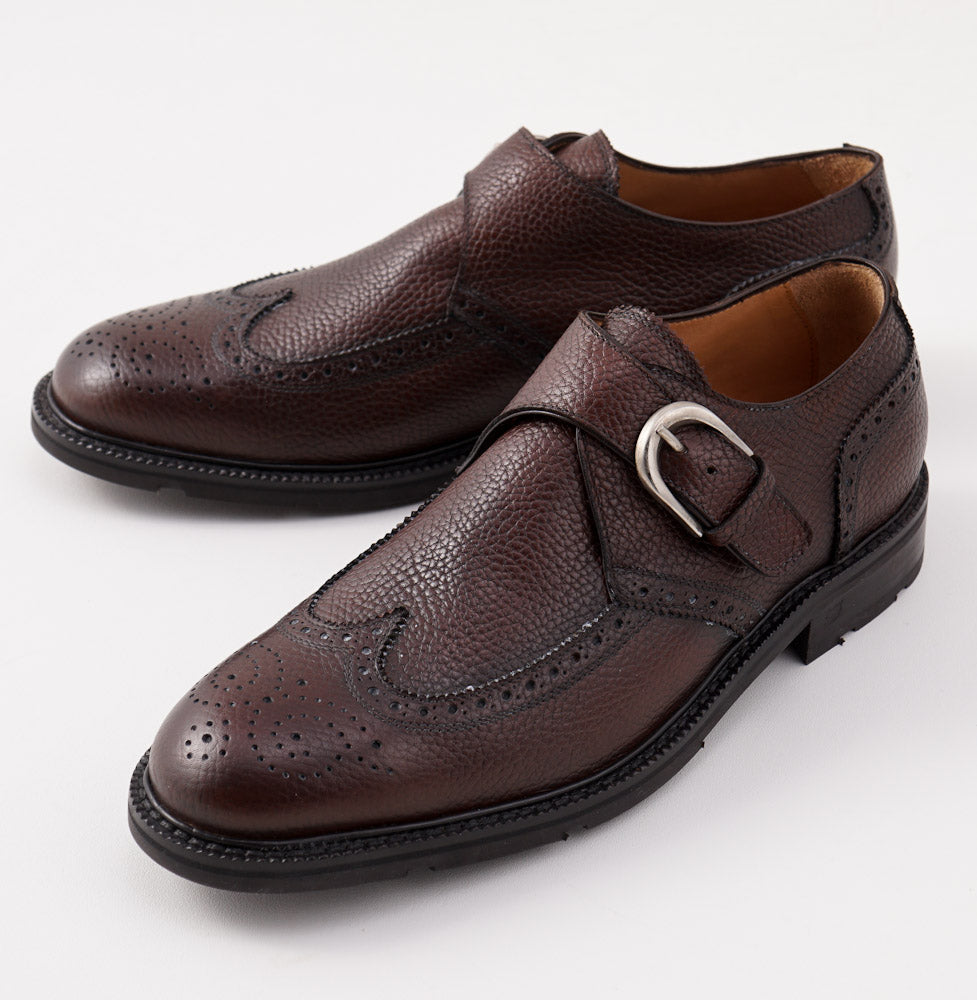 Di Mella Premium Grain Leather Monk Strap Dress Shoes for Men - Formal & Business Casual Wear