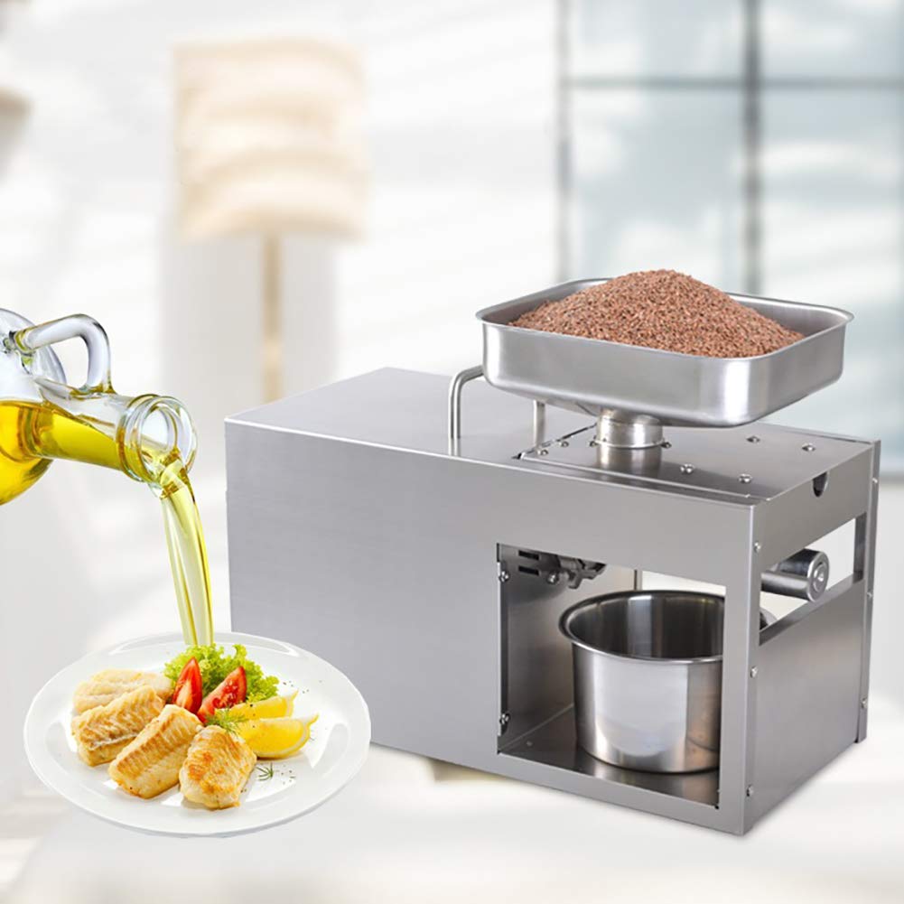 610W Commercial & Home Stainless Steel Oil Press Machine - Cold/Hot Oil Expeller for Peanut, Seed, Bean - Healthy Cooking Oil Extractor for Kitchen, Restaurant & Homemade Snacks
