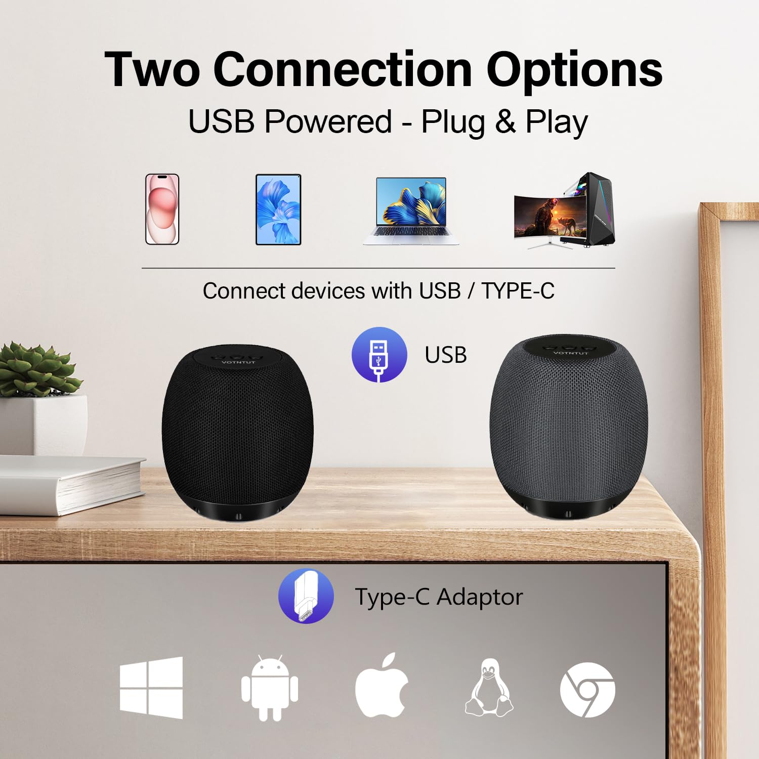 ZETIY USB-Powered PC Speakers - High-Quality Stereo Sound with Enhanced Bass & Louder Volume for Desktop & Laptop - Perfect for Gaming, Music & Home Office (Gray)