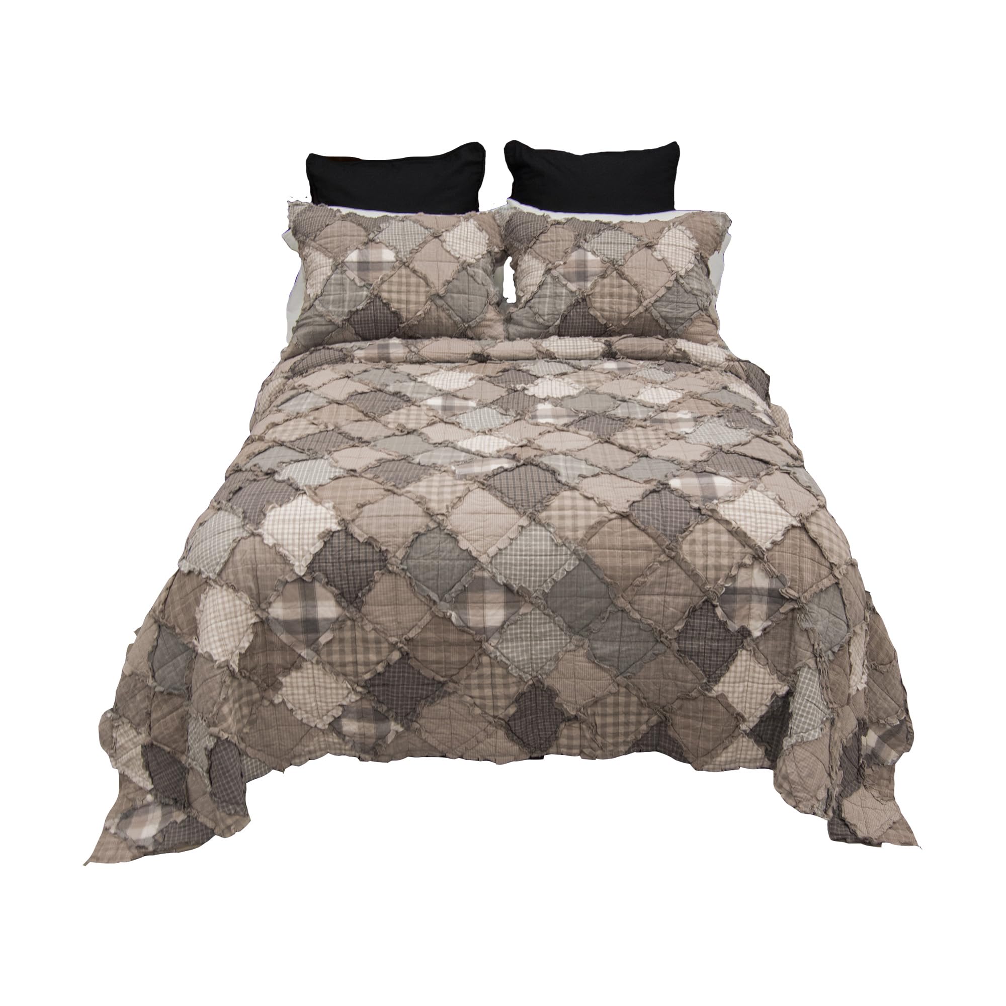 Donna Sharp 3-Piece Smoky Mountain Cotton Contemporary Quilt Set - Full/Queen Quilt & 2 Standard Pillow Shams | Soft Bedding Collection for Cozy Bedroom Decor | Perfect for Guest Rooms, Master Suites & Cabin Retreats
