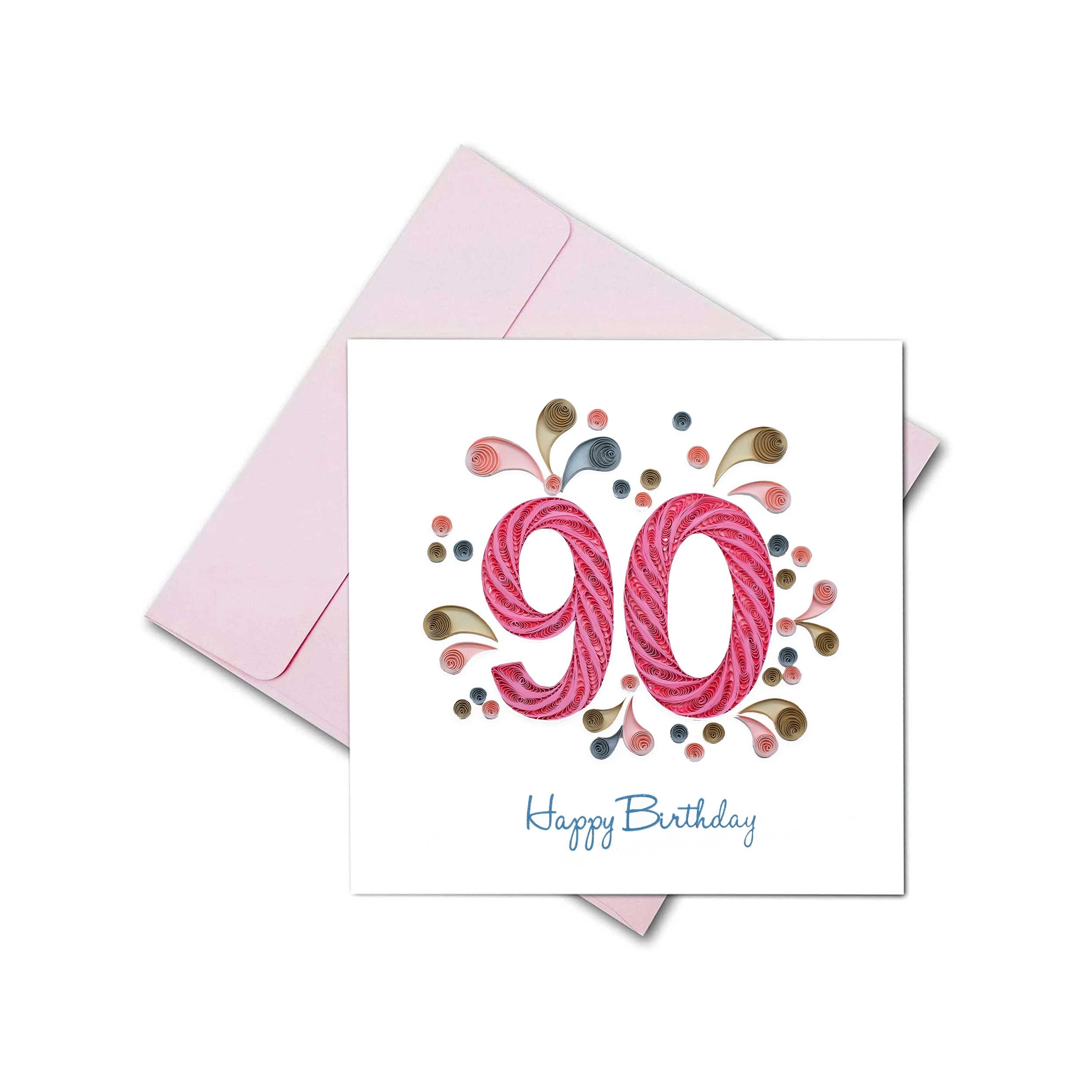 90th Birthday Quilling Card - Elegant Handmade 90 Design with Heartfelt Message Inside | Perfect for Milestone Celebrations & Gift Giving