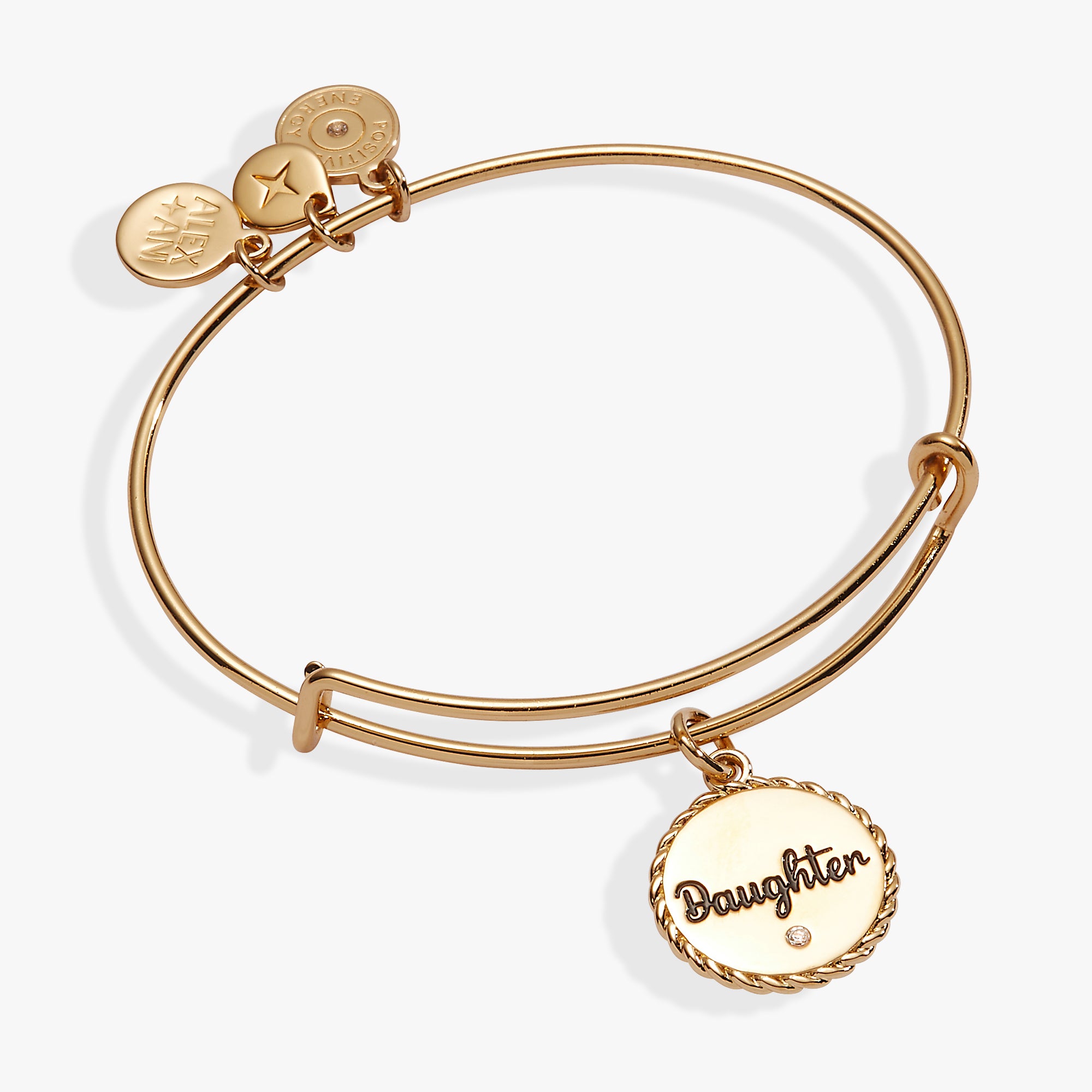 Daughter Charm Bangle - Sterling Silver Adjustable Bracelet for Women - Perfect Gift for Birthday, Mother's Day & Special Occasions