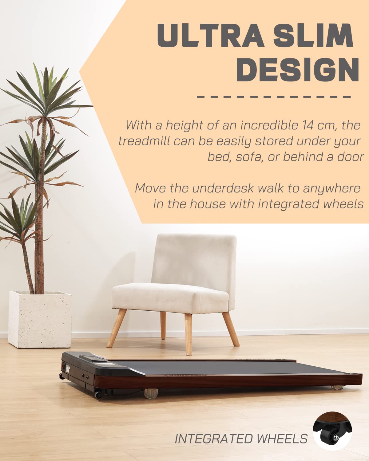 Maksone Under Desk Treadmill - Quiet Wooden Walking Pad with Remote Control, No Installation Required | Portable Walking Jogging Machine for Home Office, Small Spaces & Fitness Enthusiasts