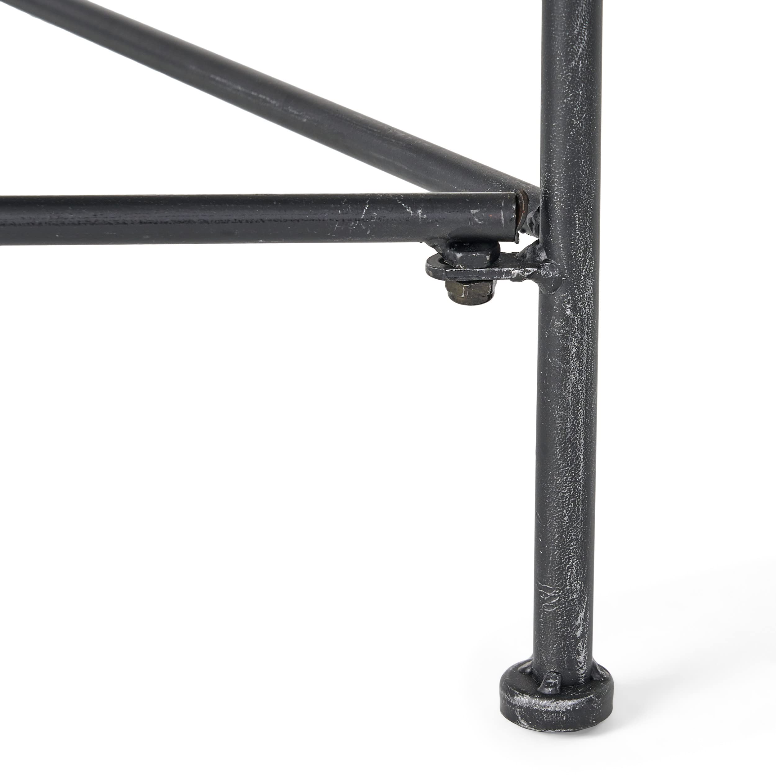 Christopher Knight Home Petra Iron Coffee Table, Black Brush Silver - Modern Living Room Centerpiece for Small Spaces & Apartments