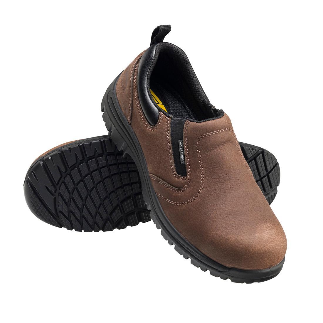 Foreman Waterproof Composite Toe Slip-On Work Shoes for Men - Brown | Comfortable & Durable Safety Shoes for Construction, Warehouse & Outdoor Work