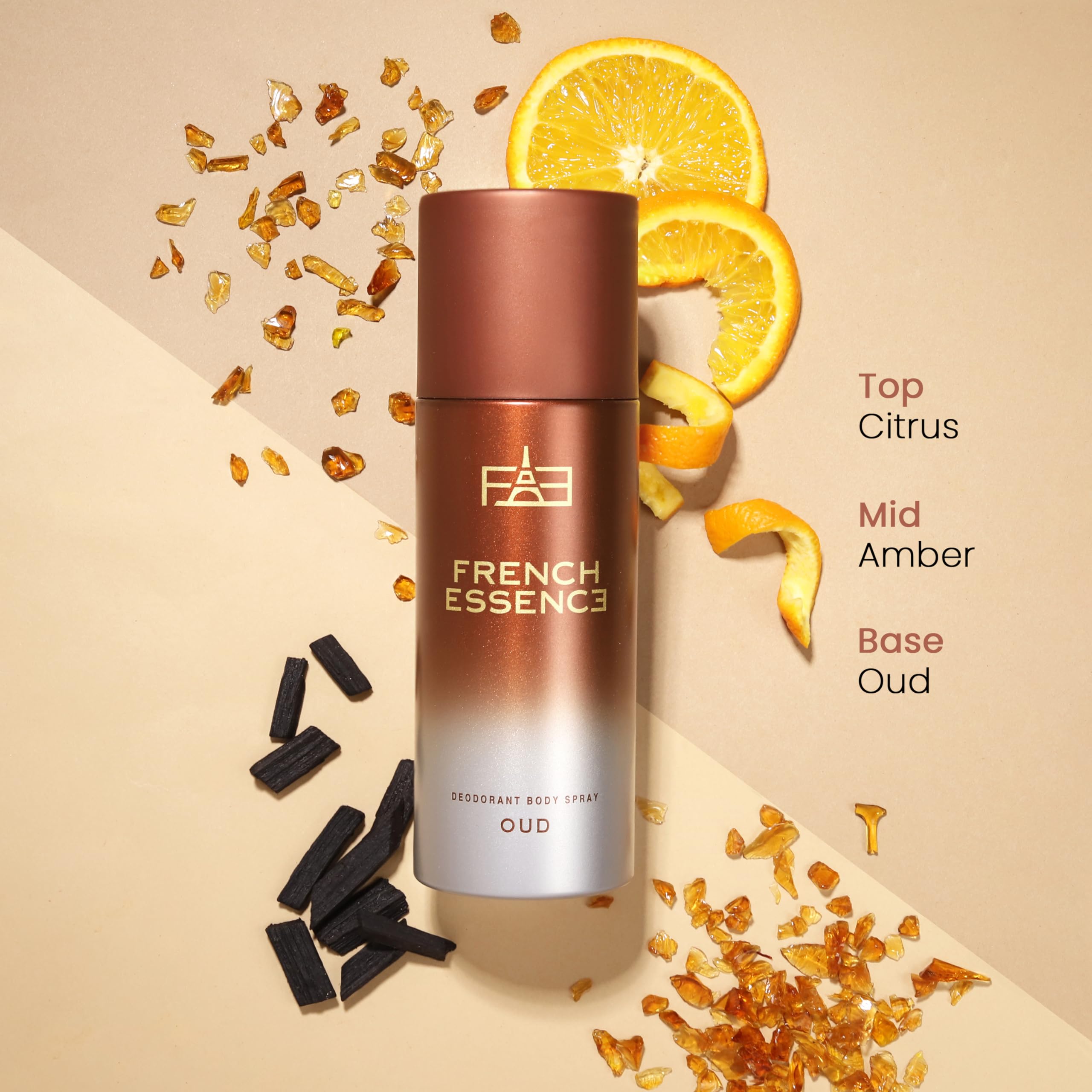 FRENCH ESSENCE Long Lasting Men's Deodorant Spray - Fresh Oud Fragrance, 150ml (Pack of 2) | Body Spray for Men, Perfume Deodorant Combo | Ideal for Gym, Work & Daily Freshness