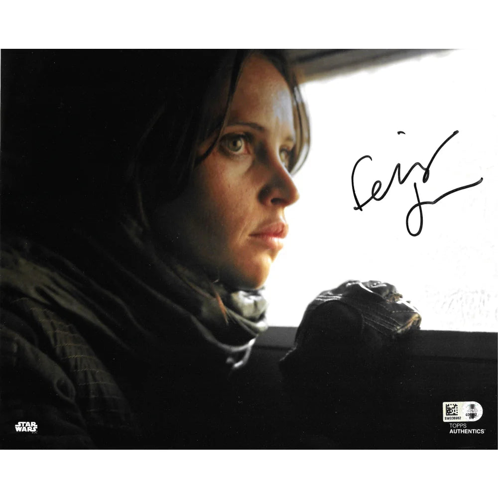 Felicity Jones Autographed 8x10 Photo with Topps COA - Star Wars Jyn Erso Jedi Signed Memorabilia - Perfect for Collectors, Fans, and Home Theater Displays