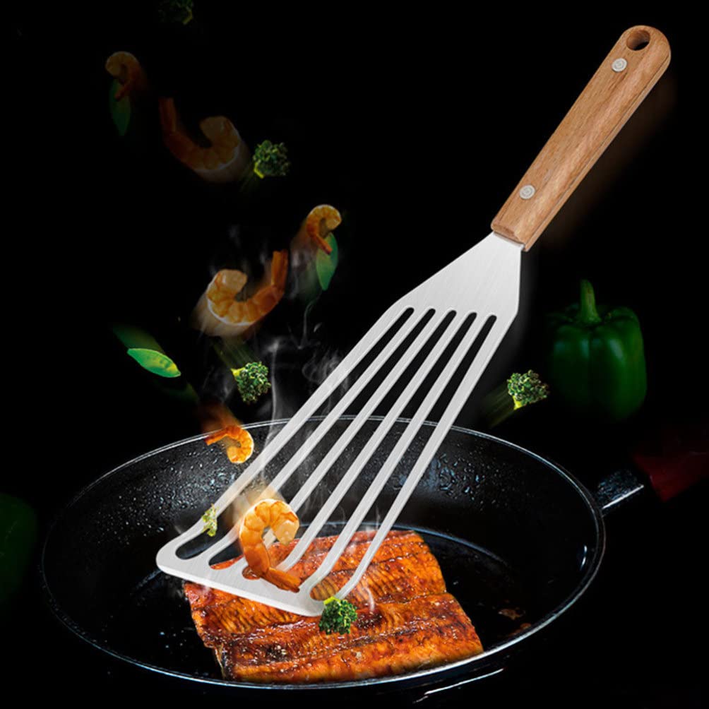 2-Piece Stainless Steel Steak Spatula Set - Heat-Resistant BBQ & Cooking Utensil for Grilling, Flipping Burgers & Pancakes - Heavy Duty Kitchen Tool for Home Chefs & Outdoor Cooking