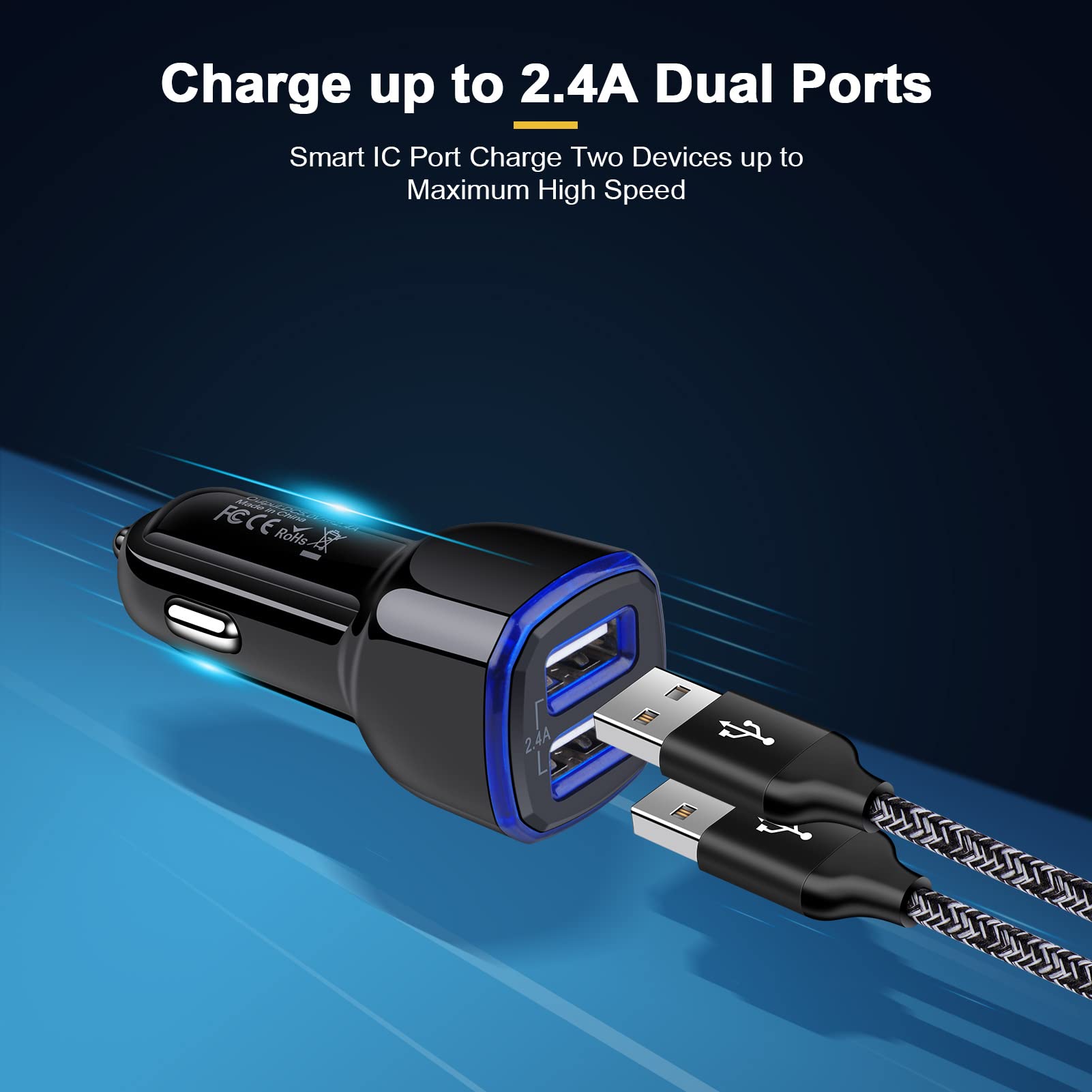 Fast USB C Car Charger for Samsung Galaxy - 30W Quick Charge Type C Android Phone Charger with Cable - Compatible with Galaxy A13 5G/A03s/S23/S22 Ultra/S21/S20/S10/S9/A11/A12/A32/A53/A23 - Perfect for Road Trips & Daily Commutes