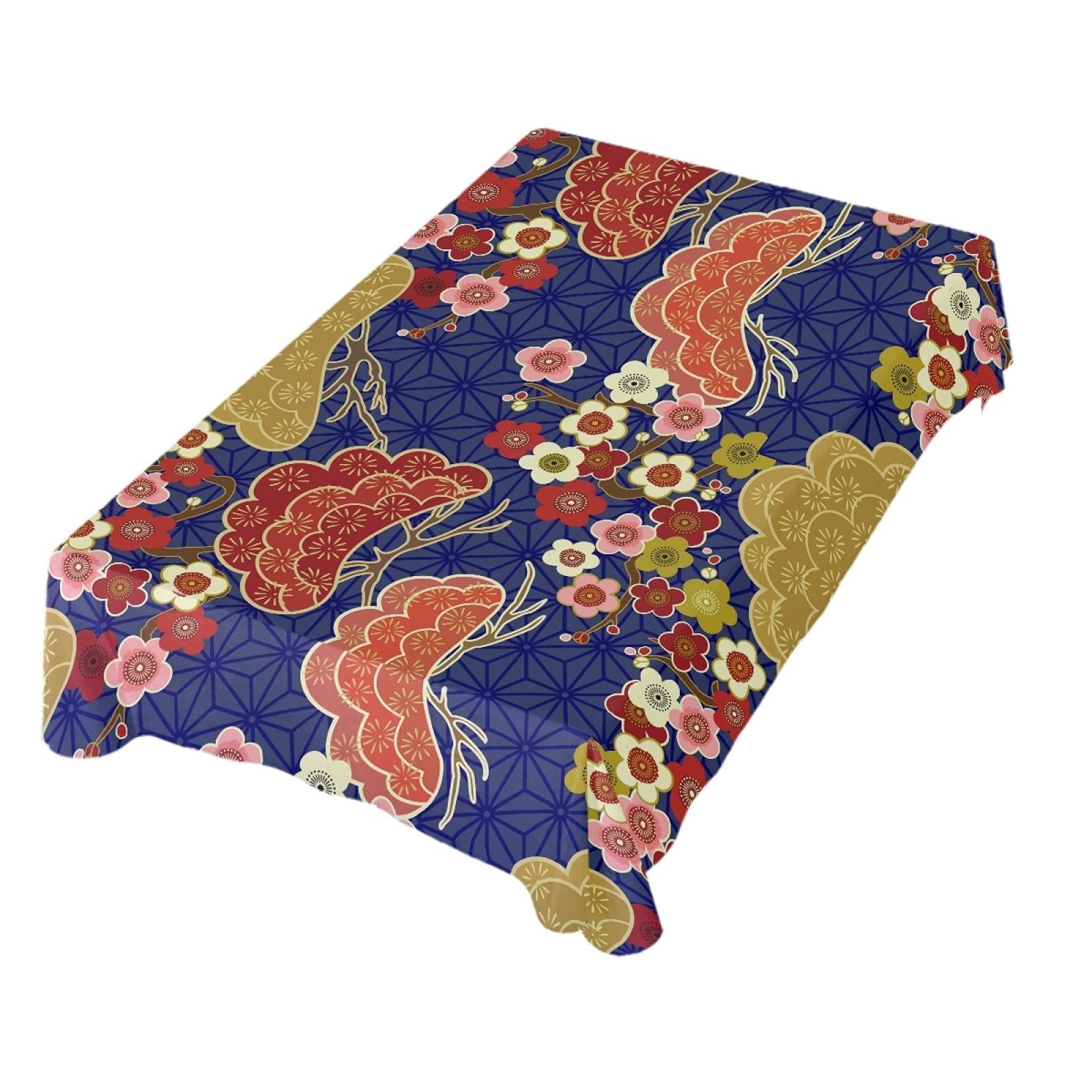 Elegant Cherry Blossom Tablecloth 60x120 Inch - Traditional Oriental Floral Polyester Rectangular Table Cover for Party, Wedding & Home Dining Decor - Perfect for Spring Celebrations, Asian-Themed Events & Everyday Table Setting