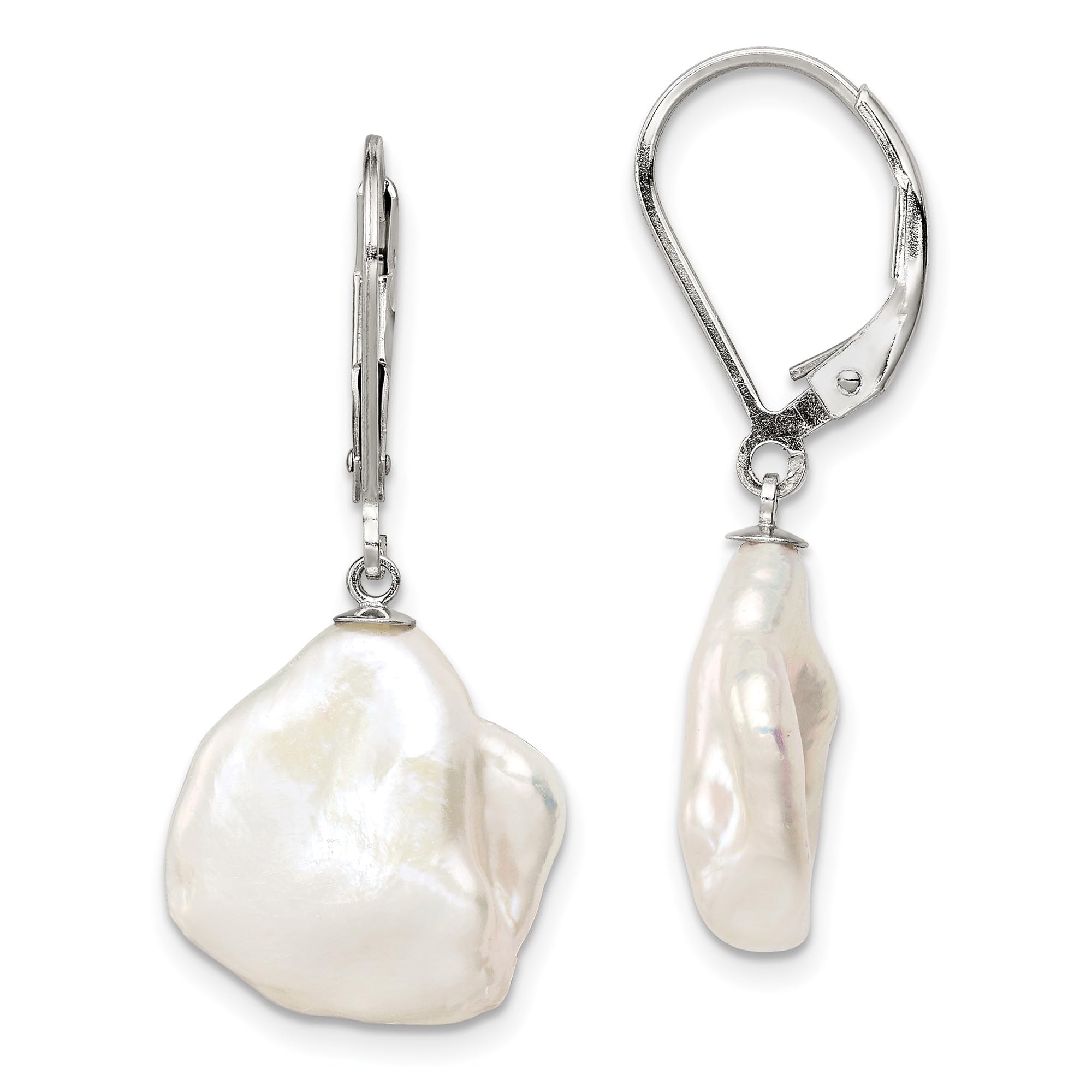925 Sterling Silver White 13 Keshi Freshwater Cultured Pearl Drop Dangle Earrings for Women | Elegant Pearl Jewelry Gift for Bridal, Wedding, Party & Special Occasions