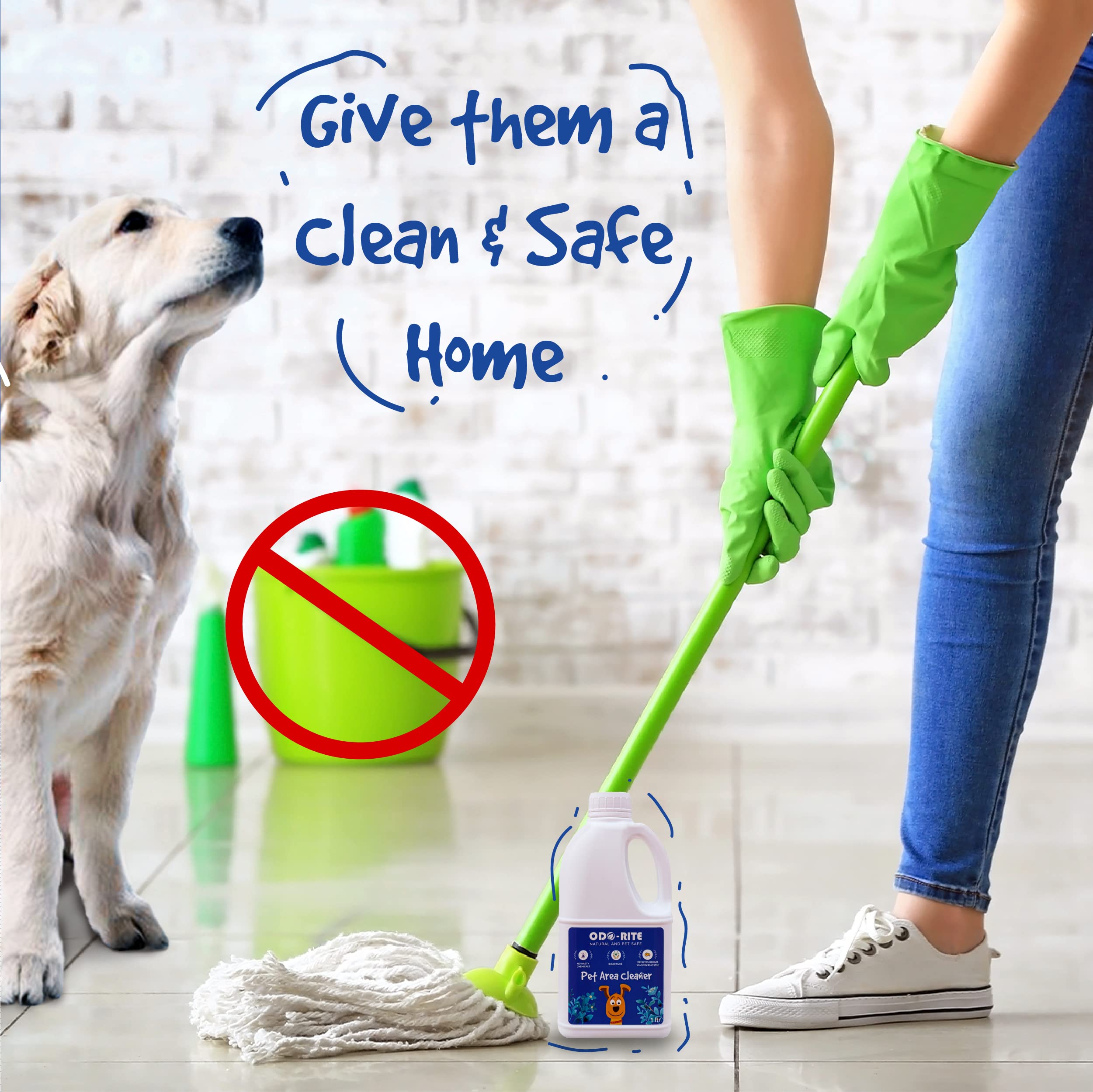 ODO-RITE Pet Area Cleaner - Kennel Wash & Floor Cleaner | Natural, Bio-Technological Formula | Safe for Pets & Kids (1000 ml) | Ideal for Dog Kennels, Cat Litter Areas & Pet-Friendly Homes