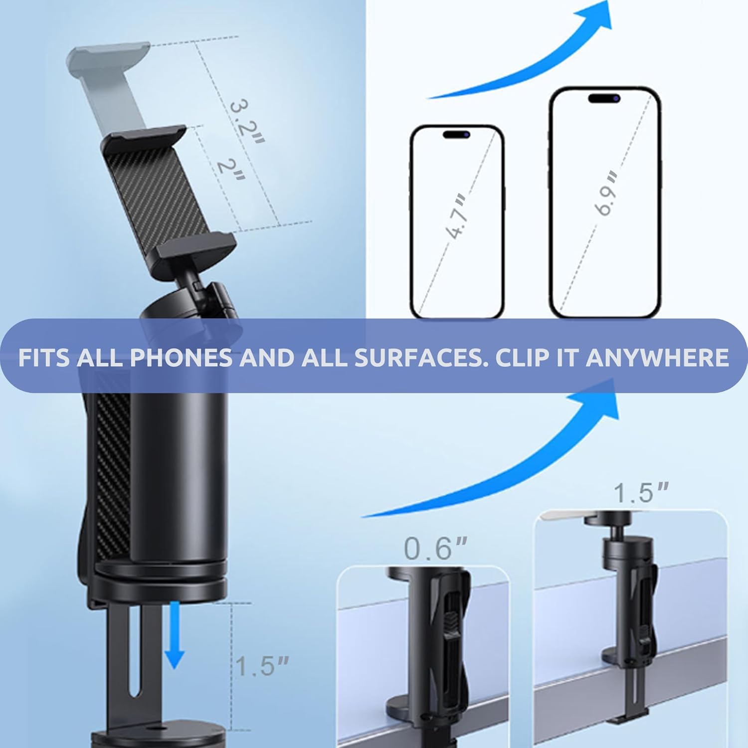 Universal Phone Holder for Airplane, Car & Golf Cart - Hands-Free Stand for iPhone & Samsung - Perfect for Travel, Cruises, Flights & Vacations - Fits Airplane Tables, Car Seats & Desks