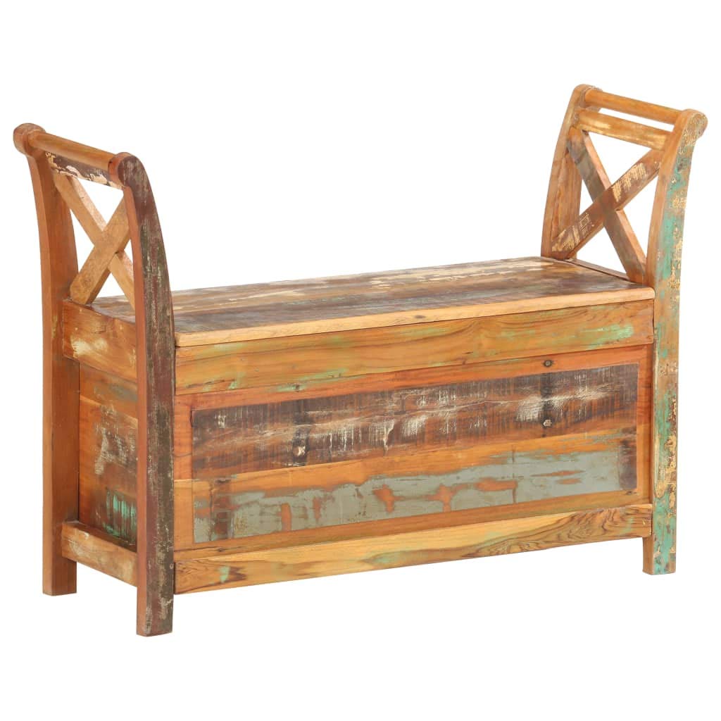 vidaXL Solid Reclaimed Wood Hall Bench with Hidden Storage Compartment - 40.6