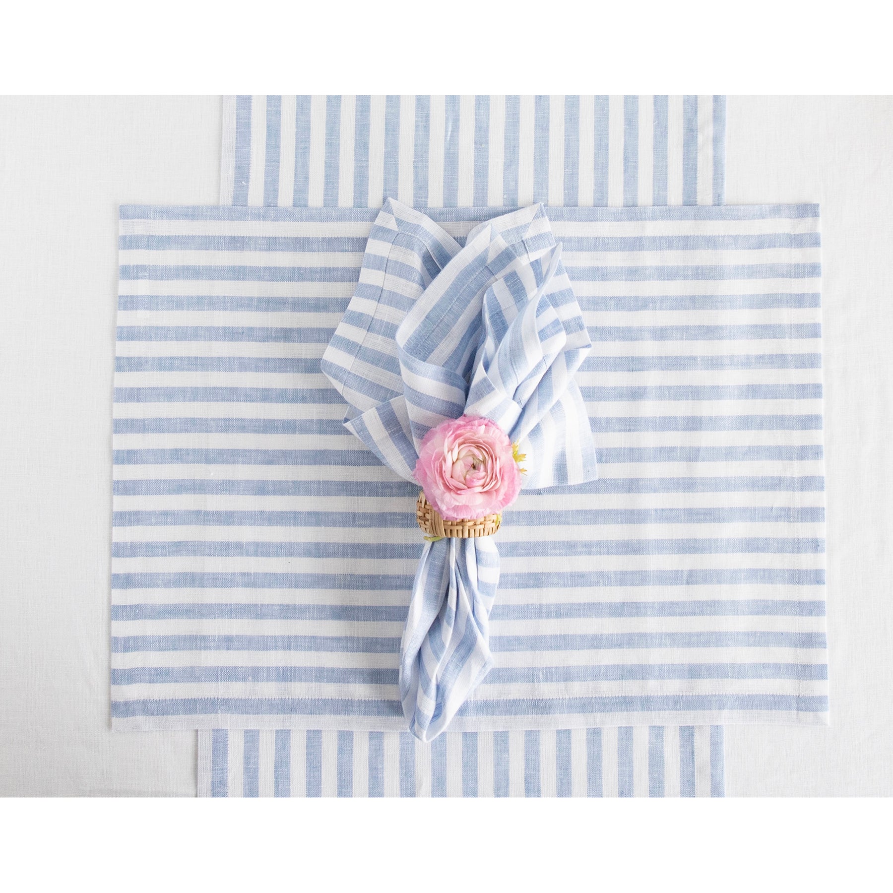 Amalfi Stripe Cotton Placemats Set of 6 - Waterproof & Washable Table Mats for Dining, Kitchen, and Party Decor - Elegant Italian-Inspired Table Setting Accessories