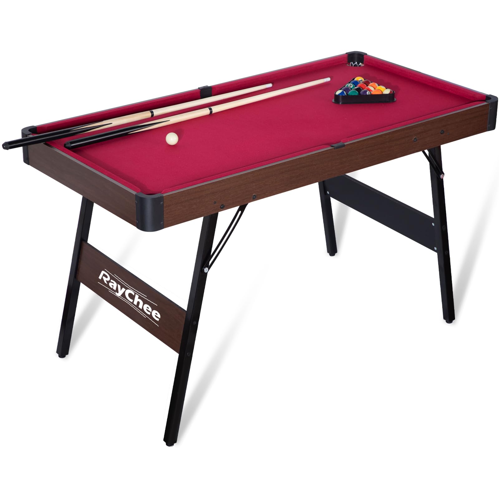 4.5ft Folding Pool Table Set - Portable Billiards Game Table for Kids & Adults with 2 Cue Sticks, 16 Balls, Triangle & Chalk - Perfect for Family Game Rooms, Indoor Entertainment & Party Fun