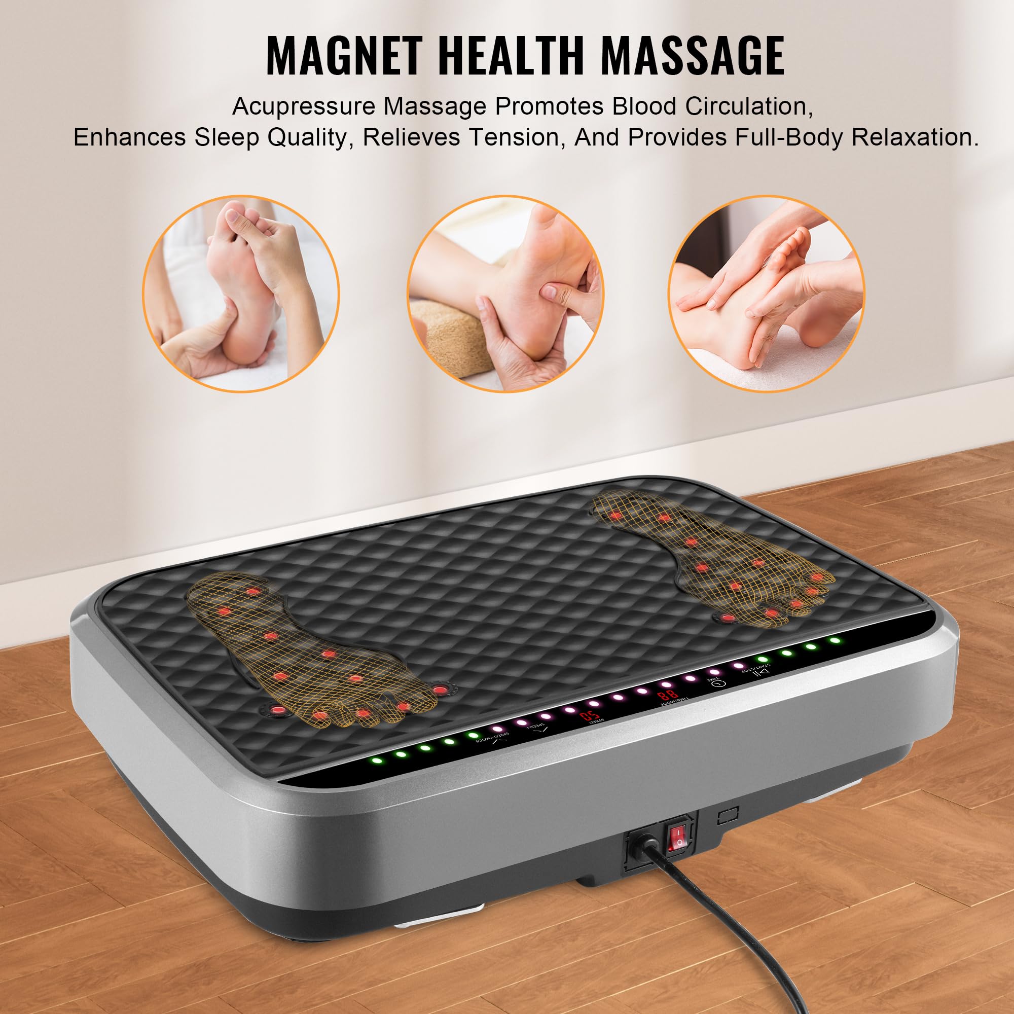 Vibration Plate Exercise Machine for Weight Loss & Body Toning - Whole Body Fitness Platform with Dynamic Workout Lights - Home Gym Equipment for Women & Men - Ideal for Lymphatic Drainage, Muscle Recovery & Home Workouts