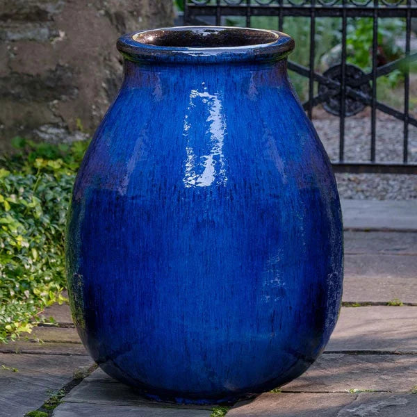 Appia Antica Jar Planter - Riviera Blue Ceramic Flower Pot - Campania International - Perfect for Indoor Plants, Succulents & Home Garden Decor