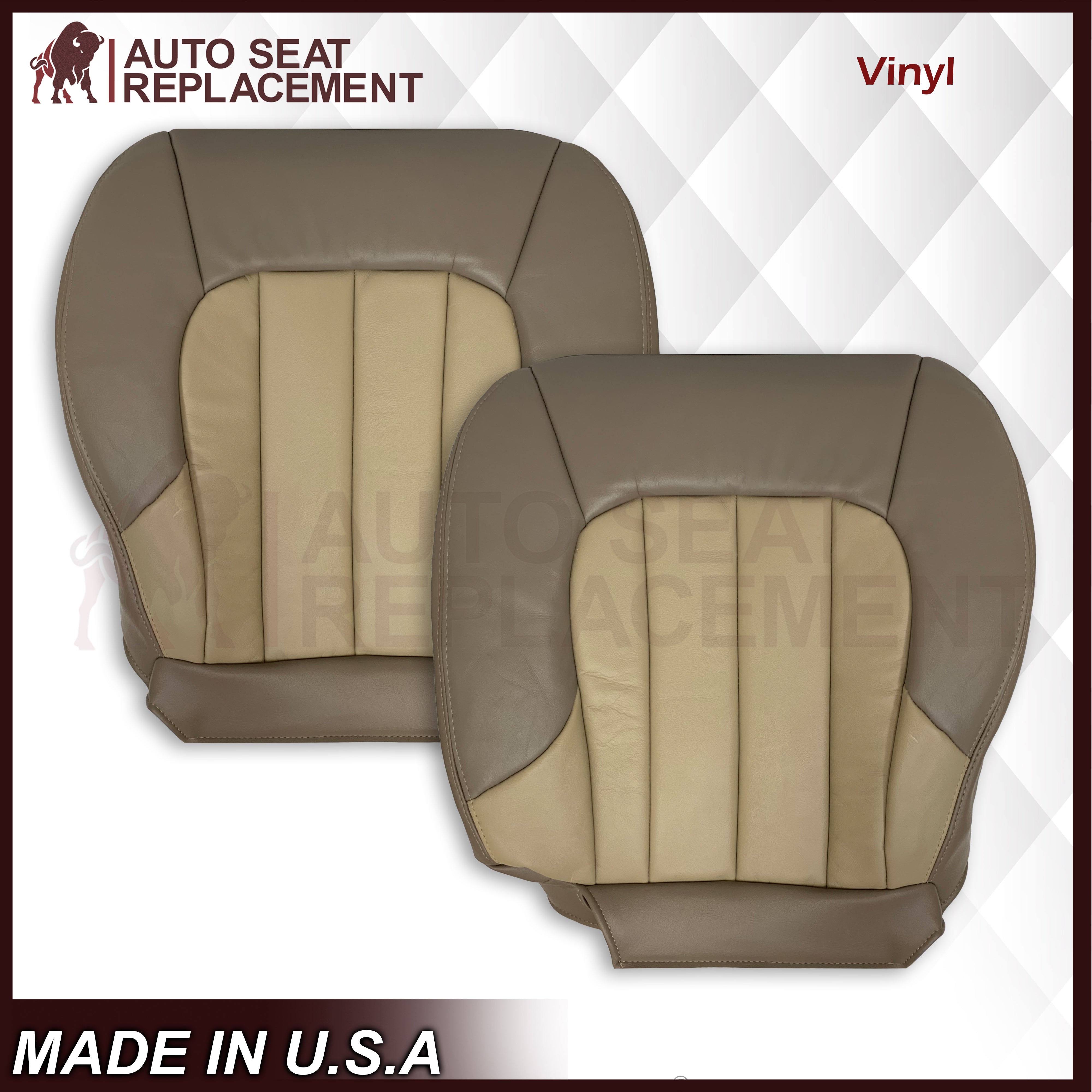 2004-2005 GMC Envoy SLT XL Custom Fit Bottom Replacement Seat Covers - 2-Tone Tan Leather/Vinyl - Durable & Comfortable for Trucks & SUVs - Perfect for Road Trips, Daily Commutes & Off-Road Adventures