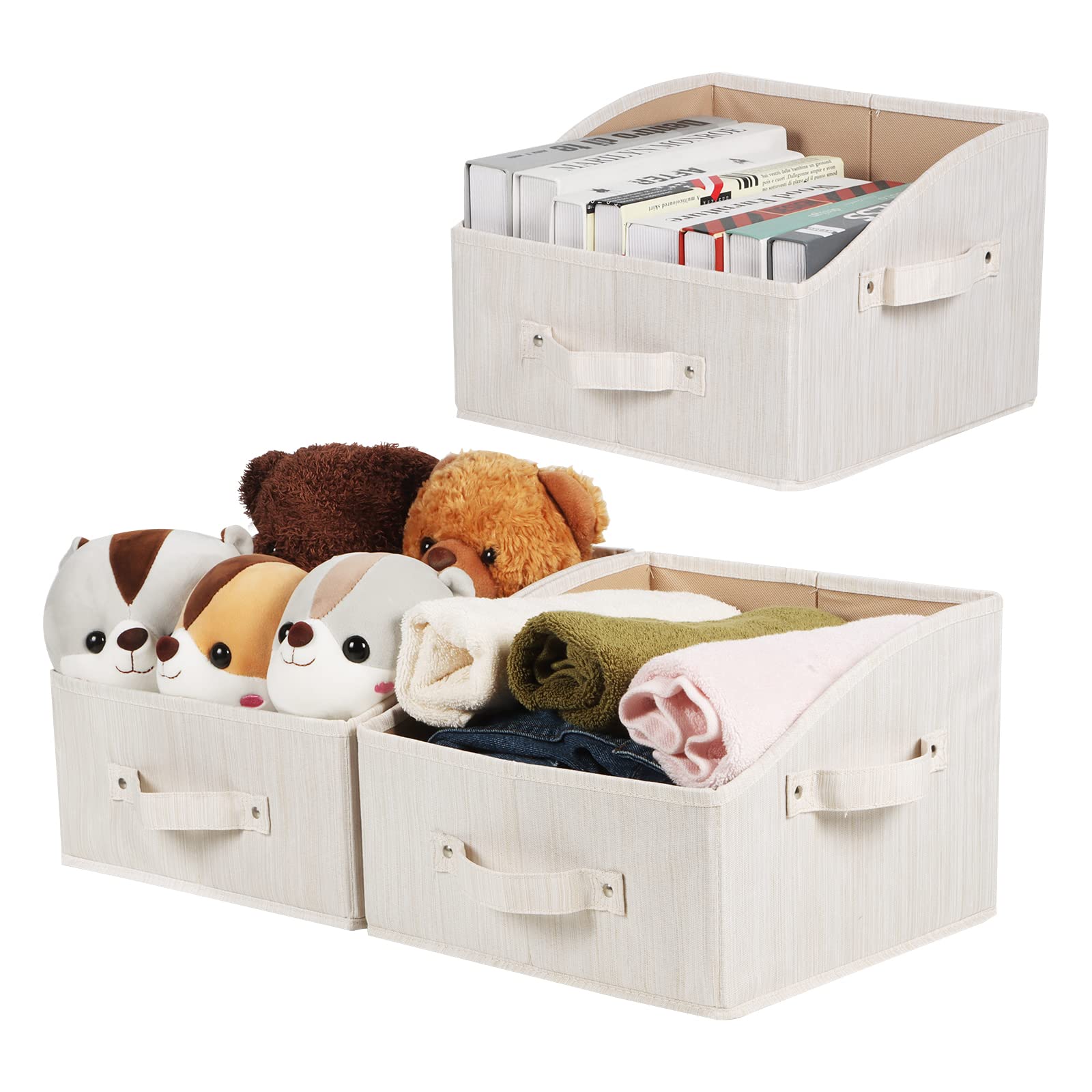 KEEGH Fabric Storage Bins with Handles - Set of 3 Trapezoid Closet Organizers (11.8
