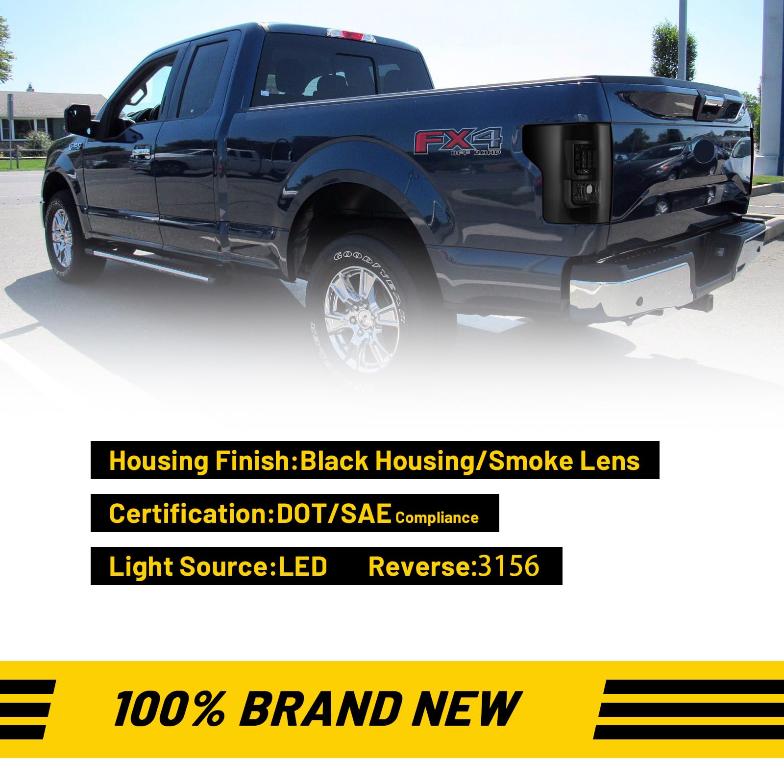 LED Tail Lights for 2015-2017 Ford F150 - Smoked Lens Taillight Assembly with LED Turn Signal, Brake Light, DRL & Parking Lights | HD Lens Replacement for Pickup Truck | Enhanced Visibility & Style for Night Driving & Off-Road Adventures