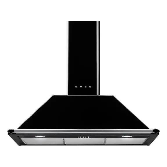 Smeg 90cm Victoria Black Chimney Range Hood - Powerful Kitchen Exhaust Fan for Modern Homes | Perfect for Open-Plan Kitchens & Cooking Areas