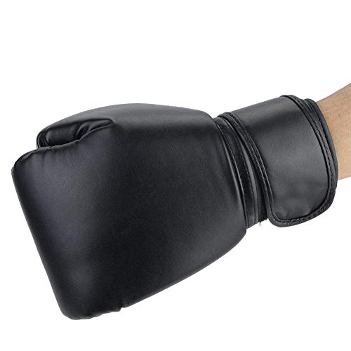 Premium PU Leather Boxing Gloves for Men & Women - Training Punching Mitts for MMA, Kickboxing & Fitness Workouts (Black) - Ideal for Home Gym, Boxing Classes & Martial Arts Training