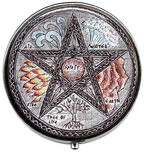 Vintage Pentagram Pill Box - Gothic Witchcraft Jewelry & Candy Holder - Art Nouveau Style for Wiccan Altar, Spell Kits & Unique Gift Ideas
