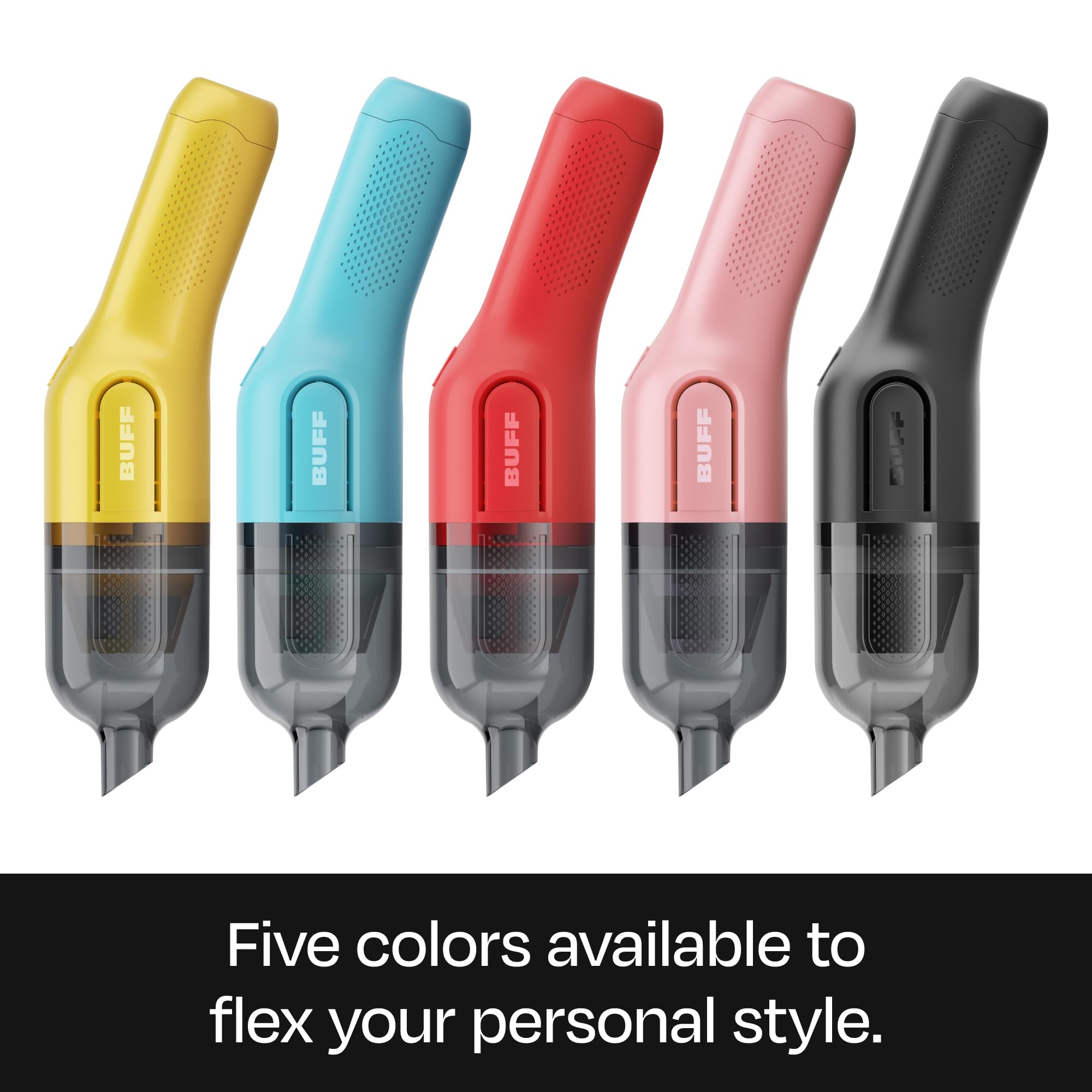 BUFF Cordless Handheld Vacuum Cleaner - Rechargeable Car Vacuum with Crevice Tool & Brush Attachments - Powerful Portable Vacuum for Home, Office, Car & Pet Hair Cleaning - Black | Perfect for Quick Cleanups, Car Detailing & Pet Hair Removal