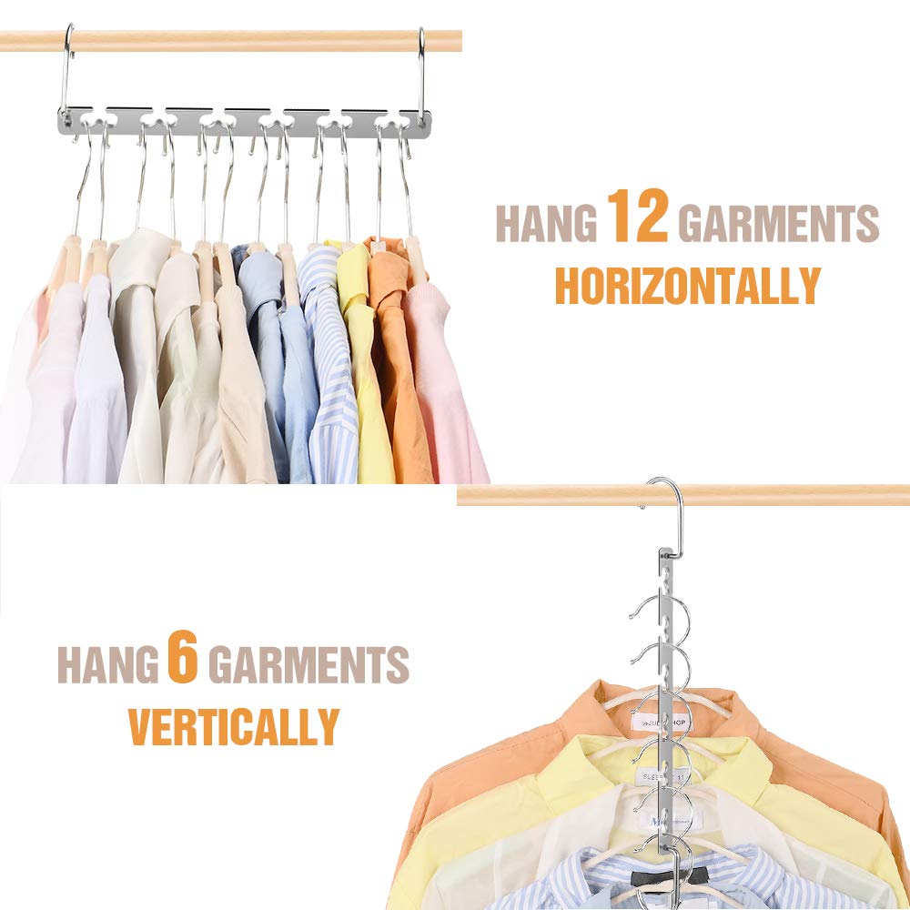 Space Saving Clothes Hangers - 8 Pack Metal Magic Hangers for Wardrobe Organization | Wrinkle-Free, Heavy Duty Closet Organizer | Perfect for Small Spaces, Travel & Home Storage