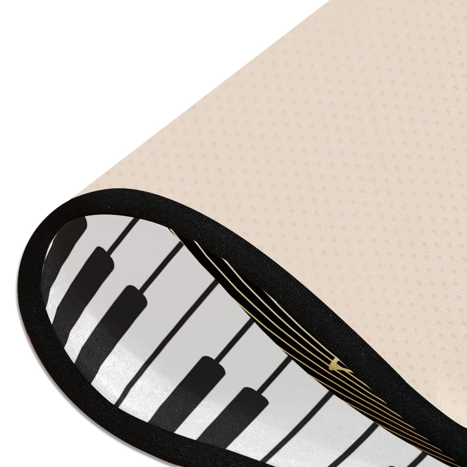 Long Runner Rug with Piano Keyboard & Music Note Design - 2'x6' Non-Slip Hallway Carpet for Living Room, Bedroom, Entryway - Perfect for Music Lovers' Home Decor & Studio Floor Protection