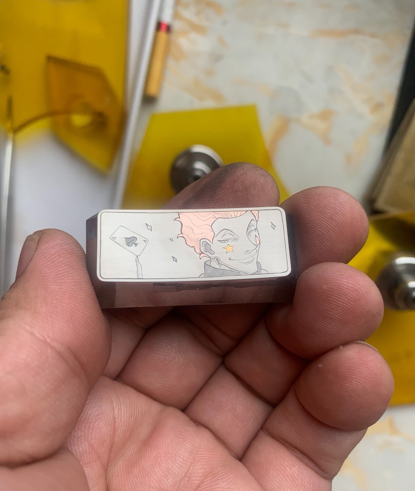 Hunter x Hunter Hisoka Titanium Alloy Hand-Carved Keycap - 2.25u Cherry MX Mechanical Keyboard Switch - Perfect for Anime Fans & Custom Keyboard Enthusiasts - Gaming, Typing & Collectible Display