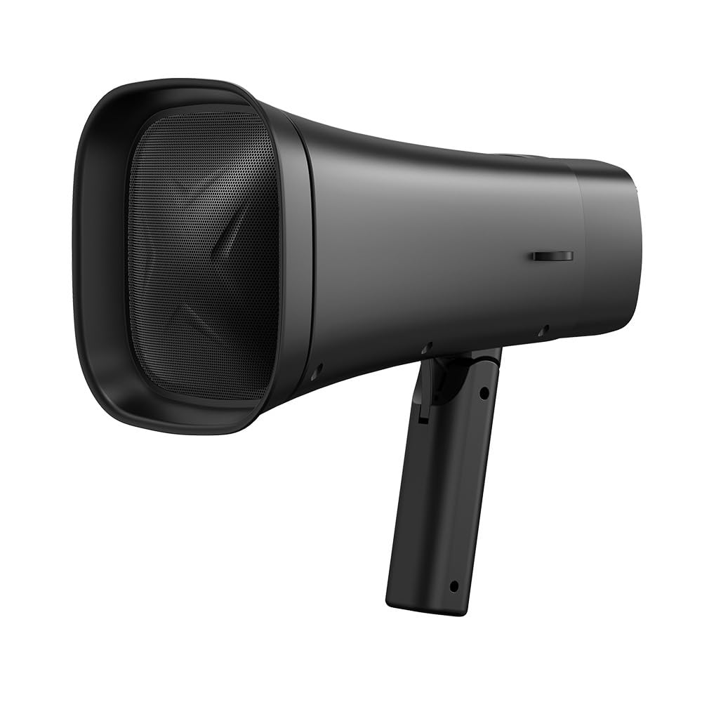 Solar-Powered Megaphone Speaker - Portable Wireless Outdoor PA System with Recording & LED Light - Handheld Voice Amplifier for Public Speaking, Teaching, Camping & Emergency Use - Includes Adjustable Strap