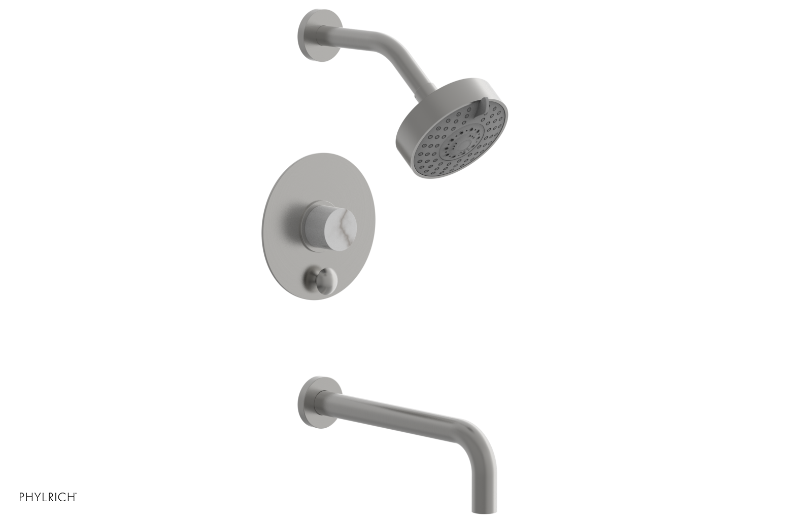 BASIC II 10 Pressure Balance Tub and Shower Set - White Marble Finish, 230 28 10 - Perfect for Bathroom Renovation & Modern Home Upgrade