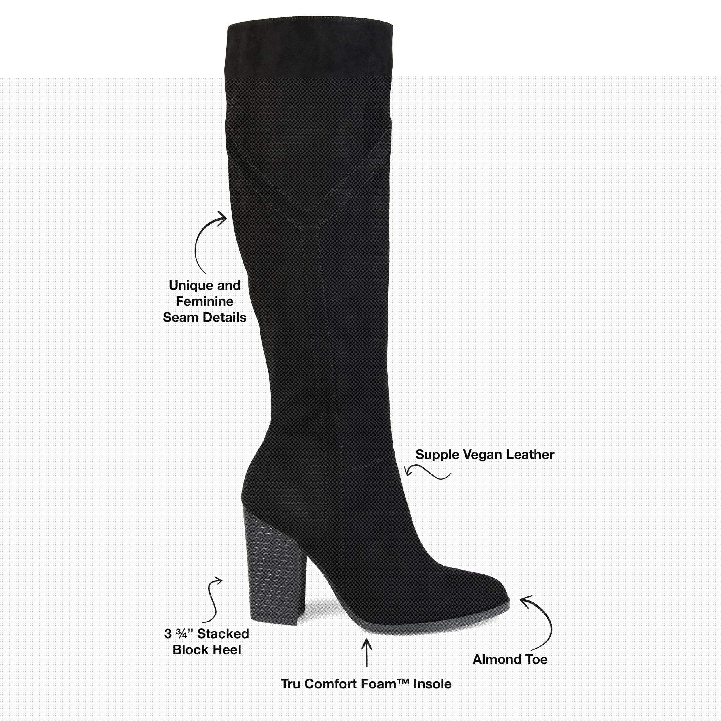 JC JOURNEE COLLECTION Women's Knee High Boots - Stylish Winter Riding Boots with Side Zipper, Comfortable Block Heel for Work, Party & Casual Outfits