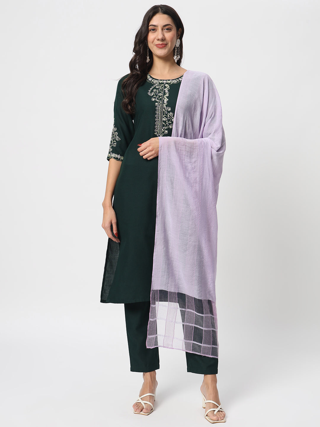 Elegant Bottle Green Embroidered Pant Suit for Women - Designer Ready-to-Wear Formal Outfit for Weddings, Parties & Office Wear