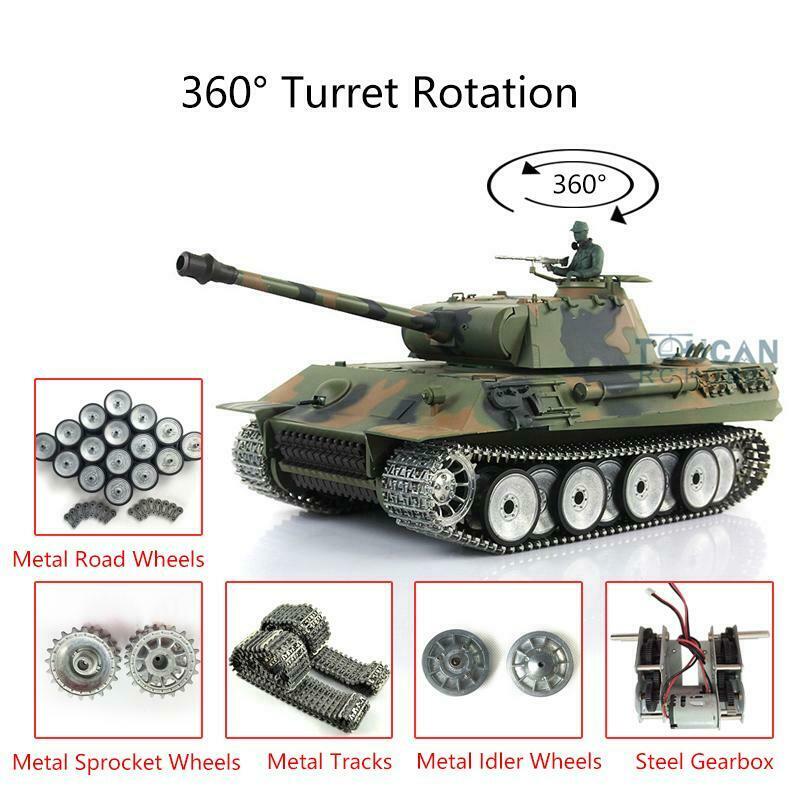 Henglong 1/16 Scale 7.0 German Panther 3819 RTR RC Tank with Metal Tracks, 360° Rotation, Smoke Effect & Infrared Battle System - Ready-to-Run Remote Control Military Tank for Adults & Kids - Perfect for Outdoor Play, Collection & RC Tank Battles