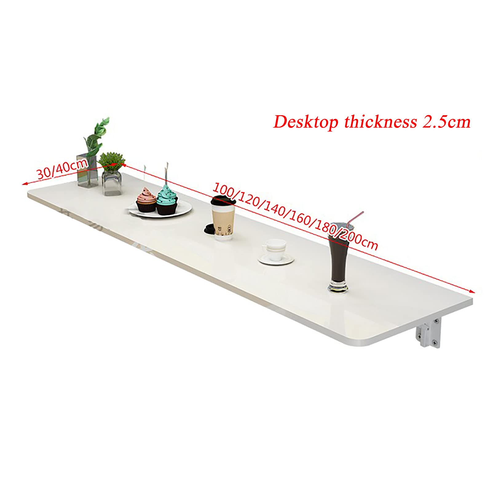 White Wall-Mounted Drop-Leaf Folding Desk - Space Saving Floating Workstation with Storage | Foldable Computer Table for Small Bedroom, Balcony & Home Office (120x30cm) - Perfect for Apartments & Tiny Homes